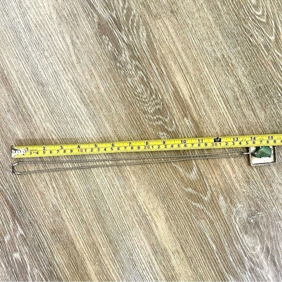 Jorgen Jensen pewter square pendant with green agate stone - Picture 8 of 12